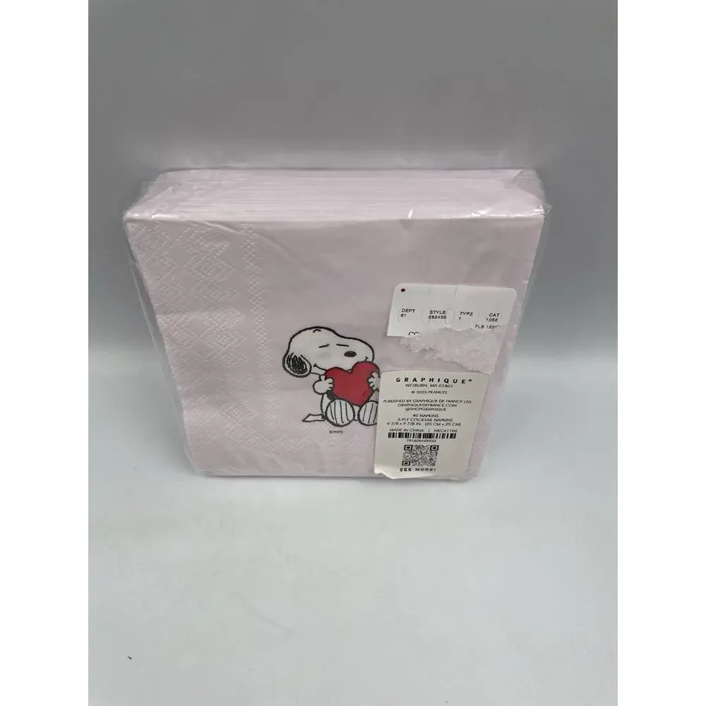 Peanuts Snoopy Valentines Day Pink Heart Love Party Napkins 40ct NEW Sealed